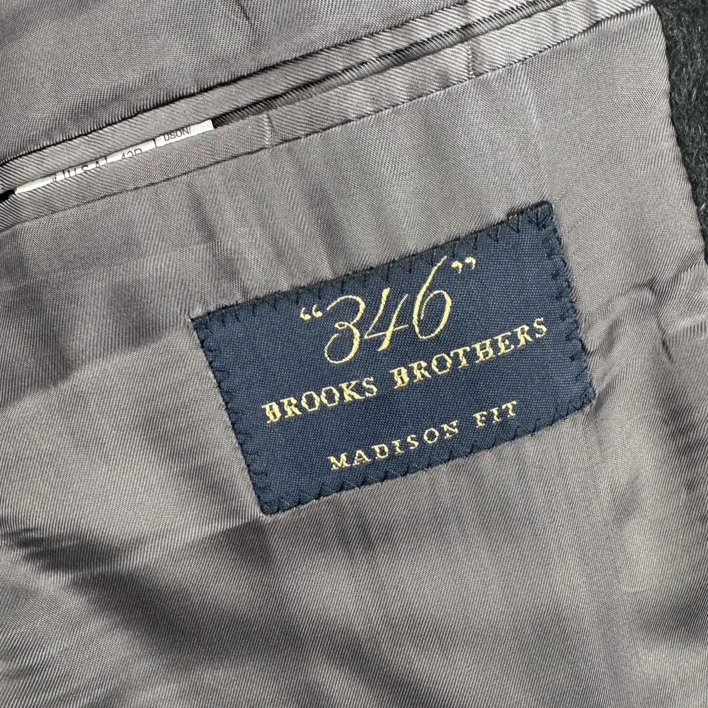 Brooks Brothers 346 Blazer Mens 42R Gray 100% Cashmere Madison Fit Sport Coat